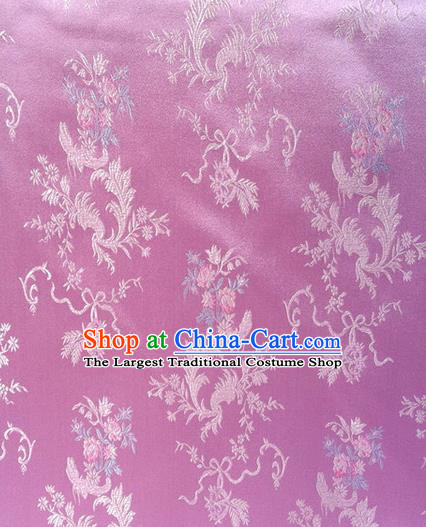 Chinese Classical Ribbon Chrysanthemum Pattern Design Pink Brocade Asian Traditional Hanfu Silk Fabric Tang Suit Fabric Material