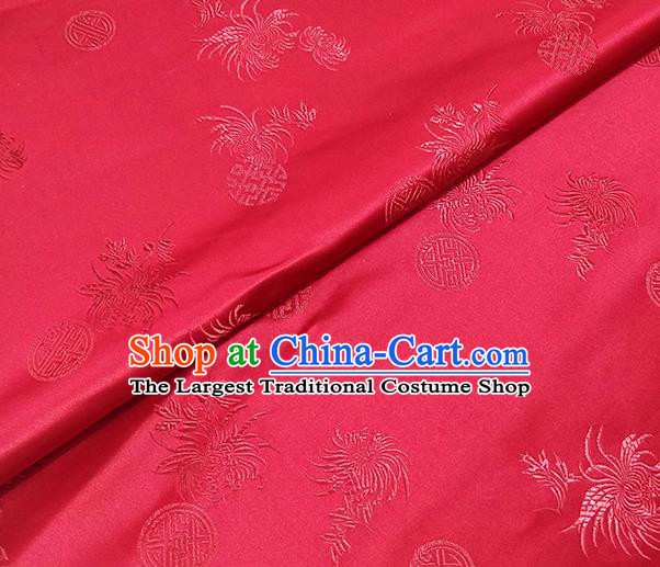 Traditional Chinese Classical Chrysanthemum Pattern Design Fabric Red Brocade Tang Suit Satin Drapery Asian Silk Material