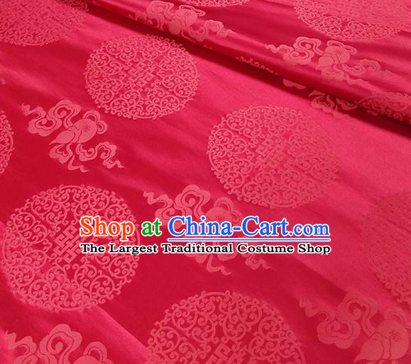 Traditional Chinese Classical Ribbon Cucurbit Pattern Design Fabric Red Brocade Tang Suit Satin Drapery Asian Silk Material