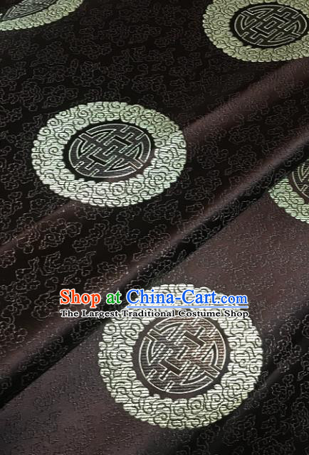 Traditional Chinese Longevity Pattern Design Brown Brocade Classical Satin Drapery Asian Tang Suit Silk Fabric Material