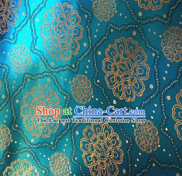 Traditional Chinese Tang Suit Fabric Blue Brocade Classical Royal Pattern Design Satin Drapery Asian Silk Material