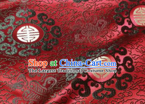 Asian Chinese Royal Pattern Design Purplish Red Brocade Mongolian Robe Fabric Traditional Satin Classical Drapery Silk Material