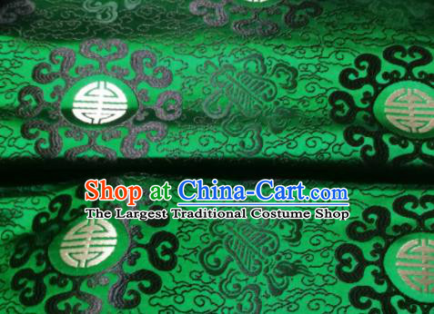 Asian Chinese Royal Pattern Design Deep Green Brocade Mongolian Robe Fabric Traditional Satin Classical Drapery Silk Material