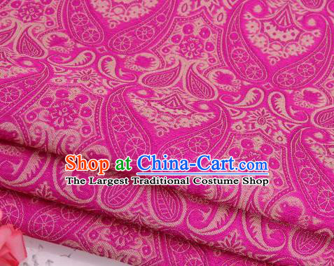 Asian Chinese Fabric Rosy Satin Classical Loguat Pattern Design Brocade Traditional Drapery Silk Material