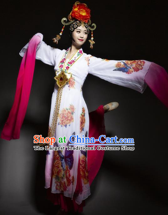 Chinese Traditional Dance White Dress Classical Dance Water Sleeve Beijing Opera Costume for Women