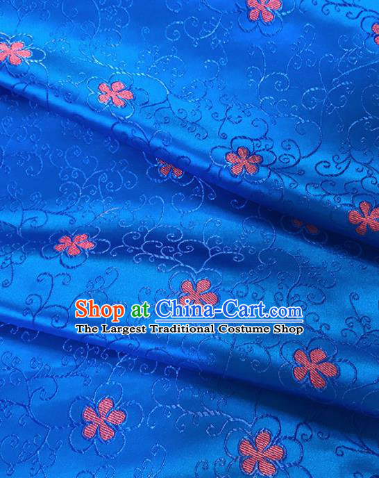 Chinese Classical Pattern Design Royalblue Satin Fabric Brocade Asian Traditional Drapery Silk Material