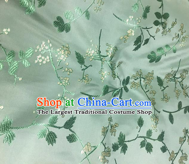 Chinese Classical Floral Pattern Design Green Satin Fabric Brocade Asian Traditional Drapery Silk Material