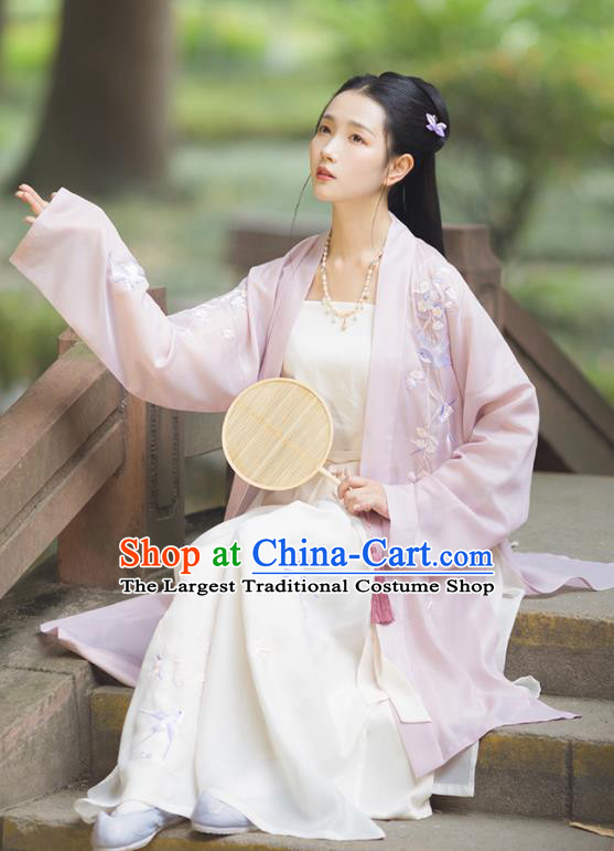 Asian Chinese Ancient Nobility Lady Embroidered Hanfu Dress Traditional Song Dynasty Historical Costume for Women