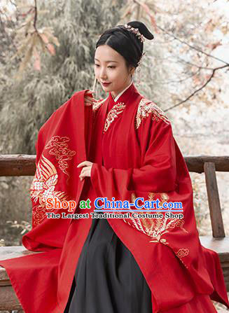 Asian Chinese Ancient Wedding Embroidered Red Hanfu Dress Traditional Ming Dynasty Court Princess Historical Costume for Women