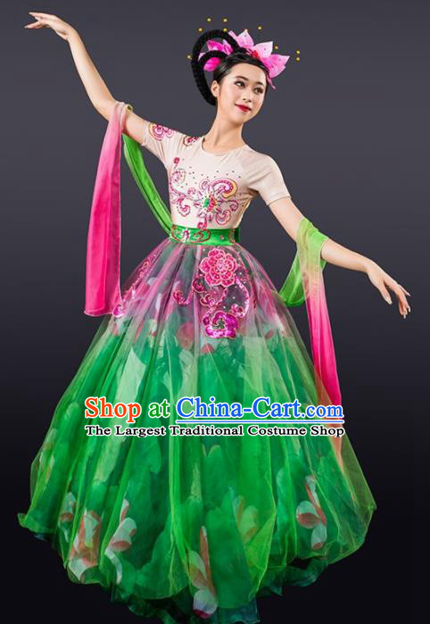 Chinese Spring Festival Gala Modern Dance Green Dress Opening Dance Stage Performance Costume for Women