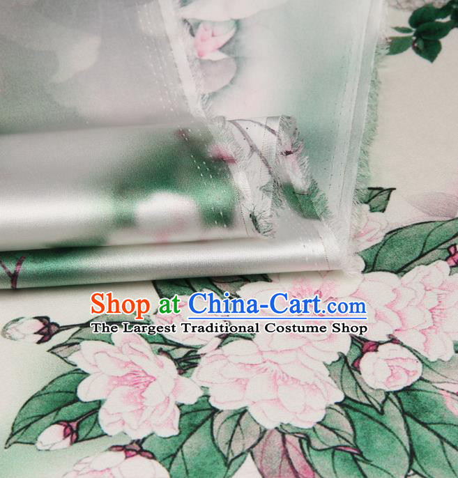 Chinese Traditional Classical Lotus Plum Pattern Brocade Damask Asian Satin Drapery Silk Fabric