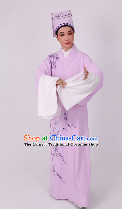 Chinese Traditional Beijing Opera Niche Costume Ancient Scholar Childe Lilac Robe for Men