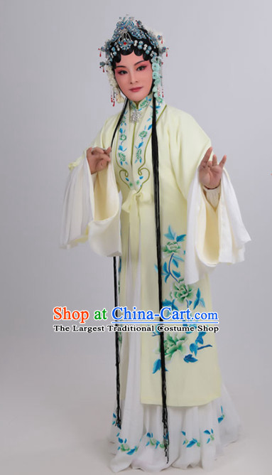 Chinese Traditional Peking Opera Actress Yellow Dress Ancient Court Lady Embroidered Costume for Women