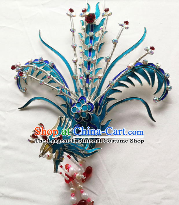 Chinese Ancient Queen Phoenix Coronet Tassel Hairpins Traditional Beijing Opera Diva Hair Accessories for Adults