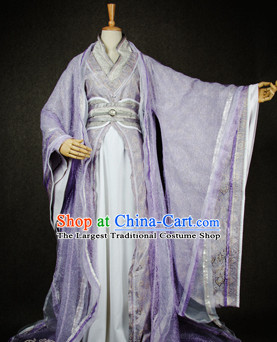 Chinese Traditional Cosplay Nobility Childe Lilac Costume Ancient Swordsman Hanfu Clothing for Men