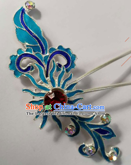 Chinese Ancient Court Queen Red Crystal Hairpins Traditional Beijing Opera Hair Accessories for Women