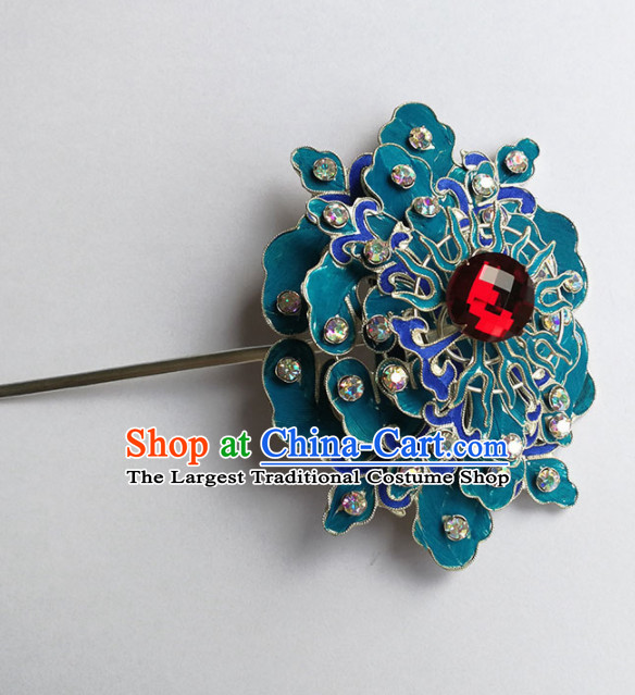 Chinese Ancient Queen Red Crystal Hairpins Traditional Beijing Opera Diva Hair Accessories for Adults