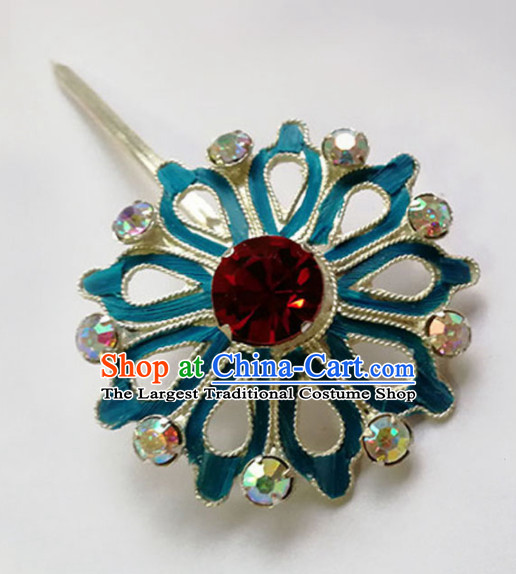 Chinese Ancient Court Princess Hair Clip Red Crystal Hairpins Traditional Beijing Opera Diva Hair Accessories for Adults