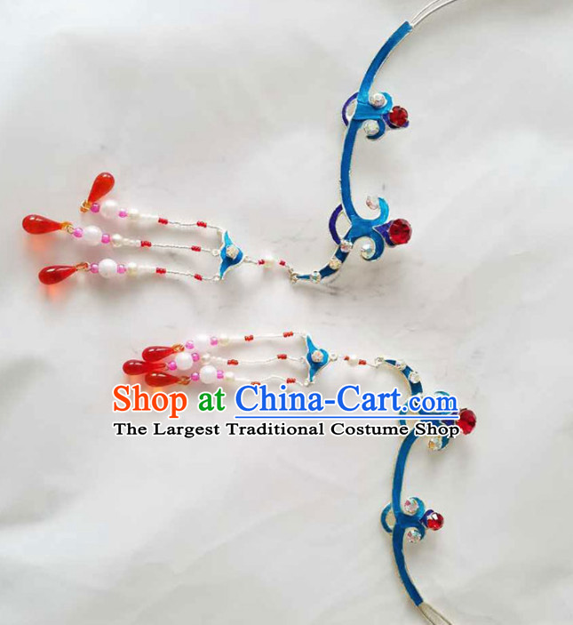 Chinese Ancient Princess Tassel Hairpins Traditional Beijing Opera Diva Court Hair Accessories for Adults