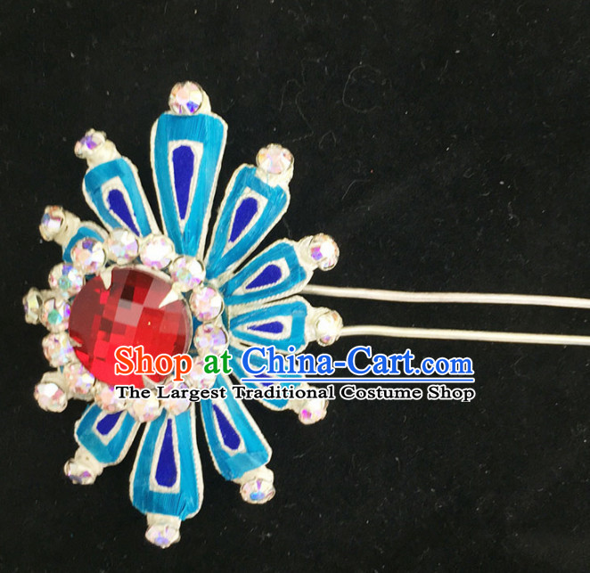 Chinese Ancient Princess Red Crystal Hairpins Traditional Beijing Opera Diva Court Hair Accessories for Adults