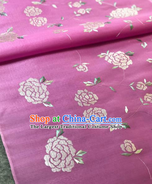 Traditional Chinese Silk Fabric Classical Embroidered Pattern Design Lilac Brocade Fabric Asian Satin Material