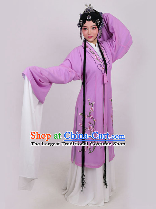 Chinese Traditional Peking Opera Actress Embroidered Purple Dress Ancient Princess Peri Costume for Women