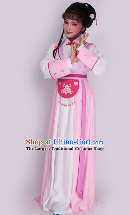 Chinese Traditional Peking Opera Diva Pink Dress Ancient Court Maid Embroidered Costume for Women