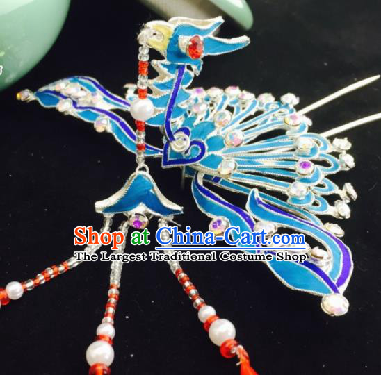 Chinese Ancient Princess Phoenix Tassel Hairpins Hair Clip Traditional Beijing Opera Diva Headwear Hair Accessories for Adults