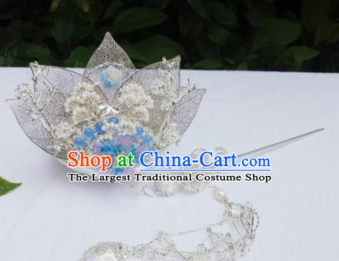 Chinese Ancient Swordsman Leaf Hairdo Crown Tassel Hairpins Traditional Hanfu Hair Accessories for Men