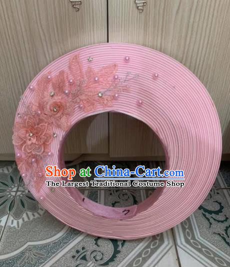 Asian Vietnam Traditional Wedding Pink Hat Vietnamese National Bride Hair Clasp Headwear for Women