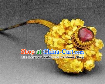 Chinese Ancient Palace Princess Golden Hairpins Traditional Hanfu Hair Accessories for Women