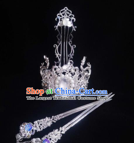 Chinese Ancient Swordsman Hairdo Crown Tassel Hairpins Traditional Hanfu Hair Accessories for Men