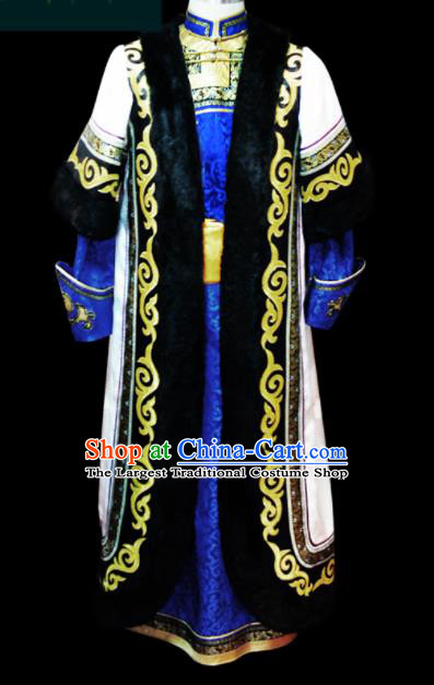 Chinese Traditional Mongol Ethnic Wedding Robe Mongolian Minority National Folk Dance Costume for Men