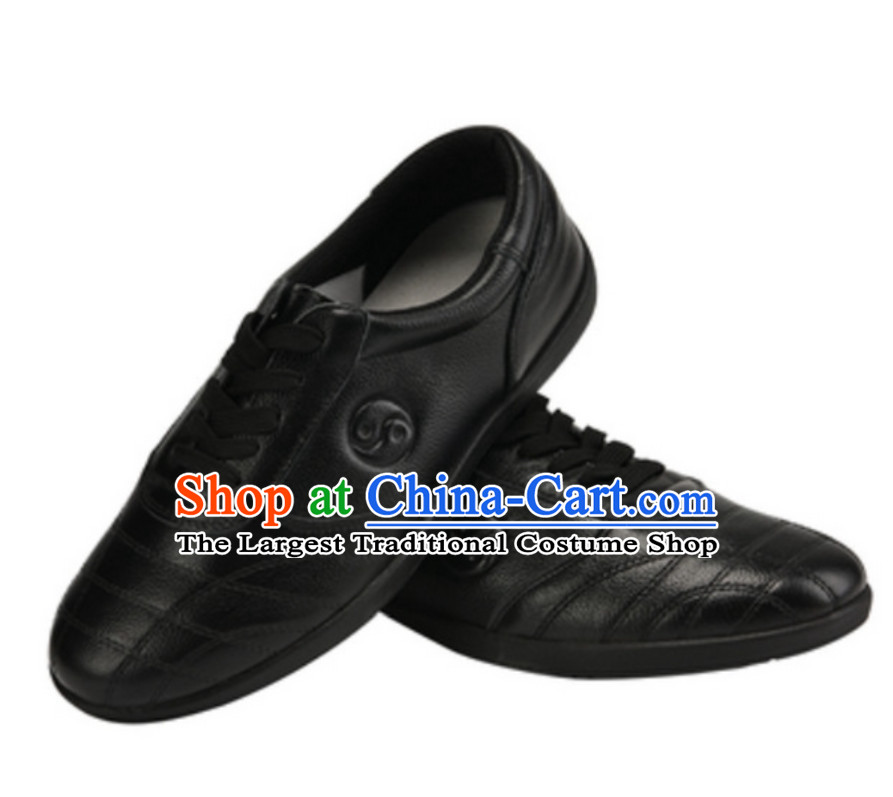 Traditional Black Leather Tai Chi Shoes