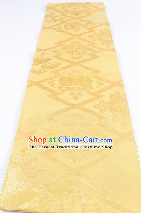 Japanese Traditional Kimono Classical Lotus Pattern Golden Brocade Belt Asian Japan National Yukata Waistband for Women