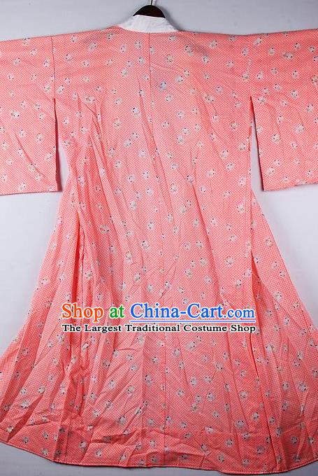 Japanese Traditional Ceremony Costume Printing Peach Pink Furisode Kimono Asian Japan National Yukata Dress for Women