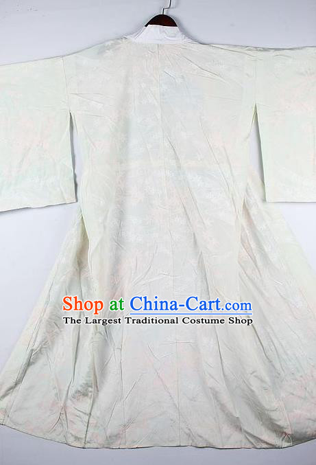 Japanese Traditional Ceremony Costume Printing White Furisode Kimono Asian Japan National Yukata Dress for Women