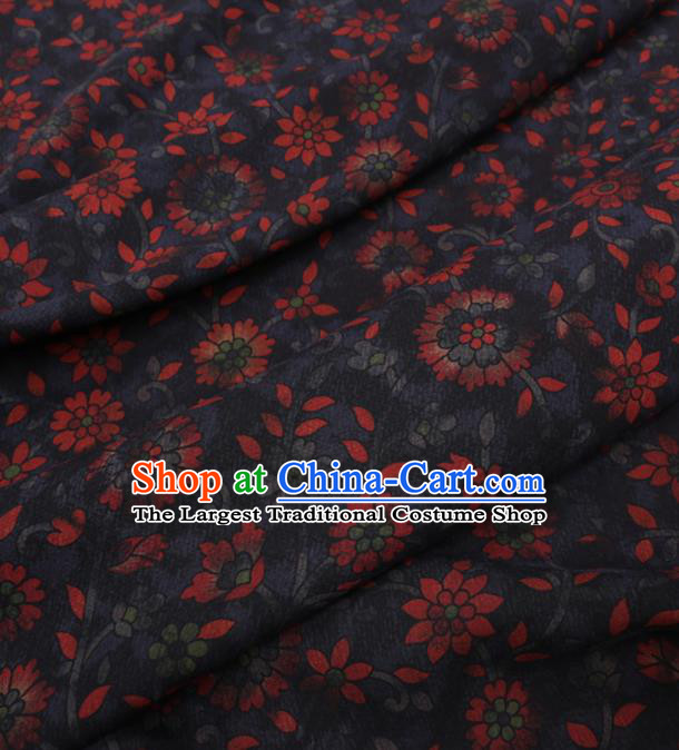 Traditional Chinese Classical Flowers Pattern Design Navy Gambiered Guangdong Gauze Asian Brocade Silk Fabric