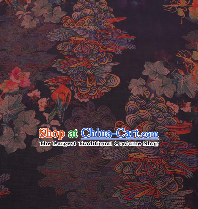 Traditional Chinese Classical Pattern Design Purple Gambiered Guangdong Gauze Asian Brocade Silk Fabric