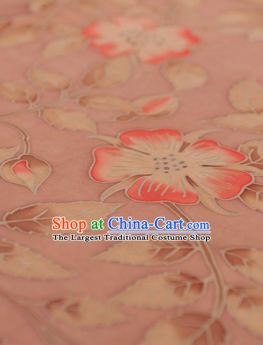 Chinese Traditional Classical Pattern Design Pink Gambiered Guangdong Gauze Asian Brocade Silk Fabric