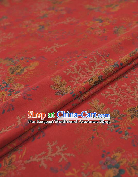 Chinese Traditional Pattern Design Red Gambiered Guangdong Gauze Asian Brocade Silk Fabric