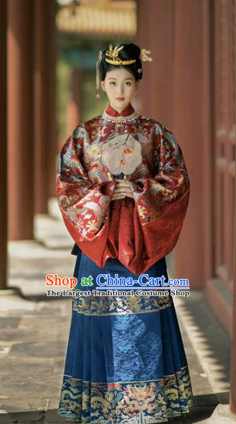 Ancient Chinese Ming Dynasty Princess Wedding Hanfu Dress Traditional Court Lady Replica Costume for Women