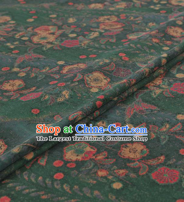 Chinese Traditional Flowers Pattern Design Green Gambiered Guangdong Gauze Asian Brocade Silk Fabric