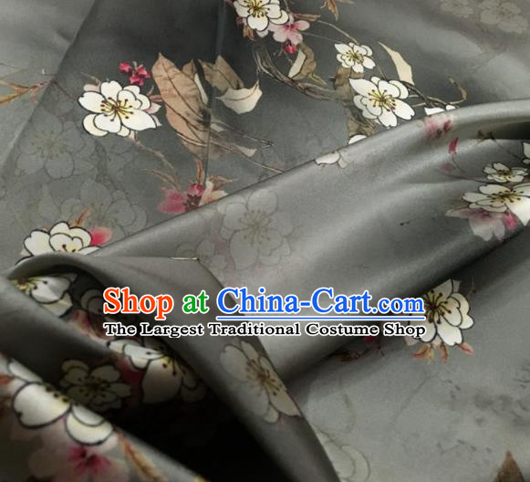 Asian Chinese Classical Plum Pattern Grey Brocade Satin Drapery Traditional Cheongsam Brocade Silk Fabric