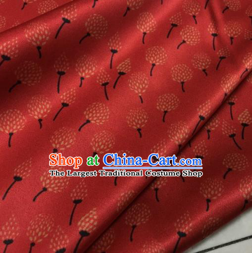 Asian Chinese Classical Dandelion Pattern Red Brocade Satin Drapery Traditional Cheongsam Brocade Silk Fabric