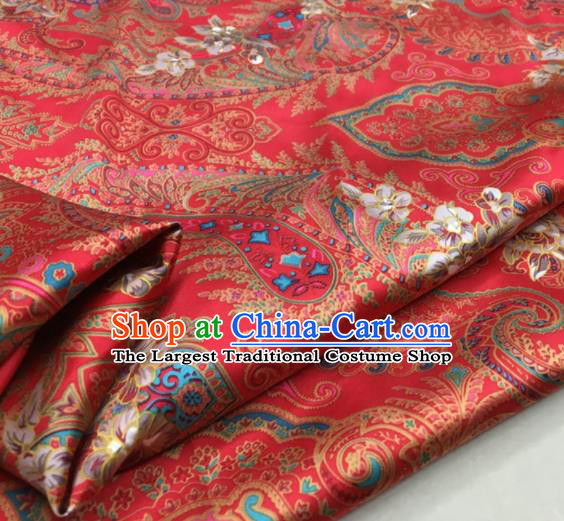 Asian Chinese Classical Pattern Rosy Brocade Satin Drapery Traditional Cheongsam Brocade Silk Fabric