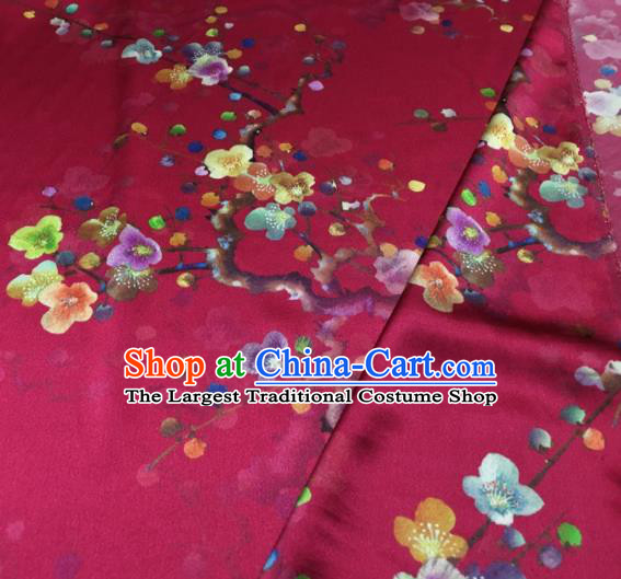 Asian Chinese Classical Plum Pattern Rosy Brocade Satin Drapery Traditional Cheongsam Brocade Silk Fabric