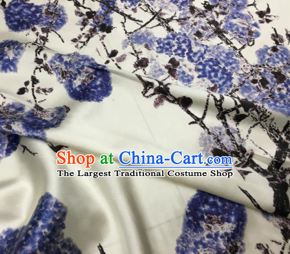 Asian Chinese Classical Kapok Pattern White Brocade Satin Drapery Traditional Cheongsam Brocade Silk Fabric