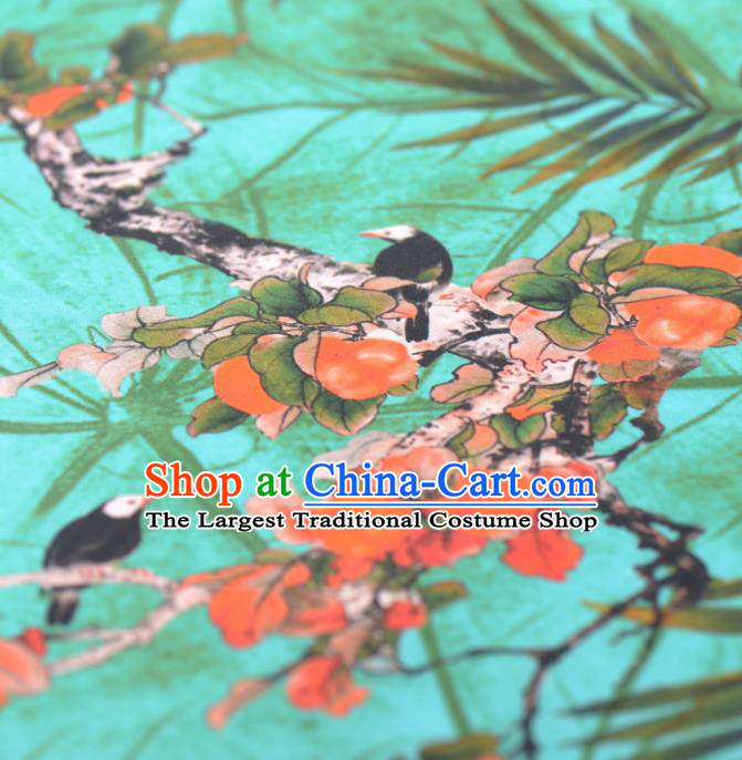 Asian Chinese Classical Flowers Bird Pattern Green Gambiered Guangdong Gauze Traditional Cheongsam Brocade Silk Fabric