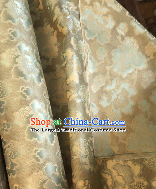 Asian Chinese Classical Twine Flowers Pattern Golden Satin Drapery Gambiered Guangdong Gauze Brocade Traditional Cheongsam Brocade Silk Fabric